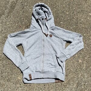 Naketano Heathered Gray Pullover Hoodie Women's Size Medium Mandy Rope Straps